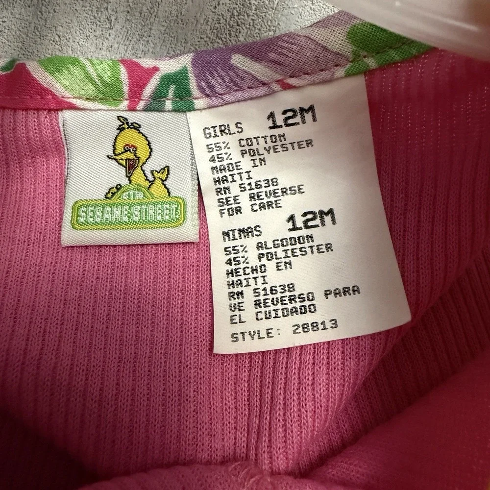 NWT Vintage Sesame Street Flowers Infant‎ Baby Girl's Dress & Bottoms 12 Months
